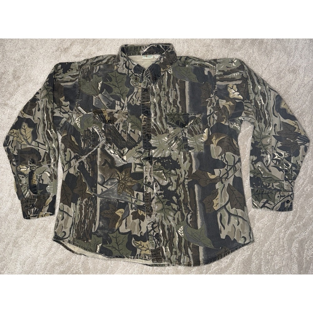 Tall Timber Outdoors Camo Shirt Mens XL Button Down Hunting 90s‎